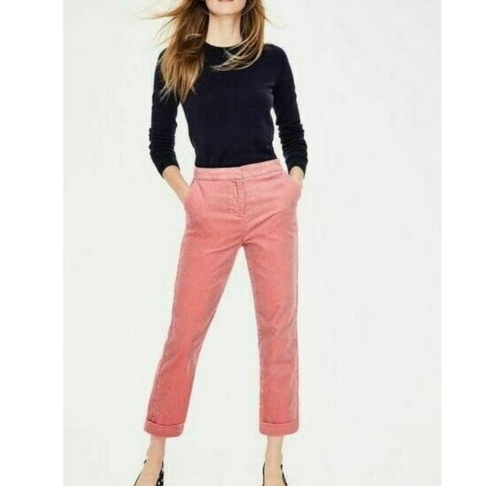 Boden Women Corduroy Pants Trousers Ankle Cuffed pink